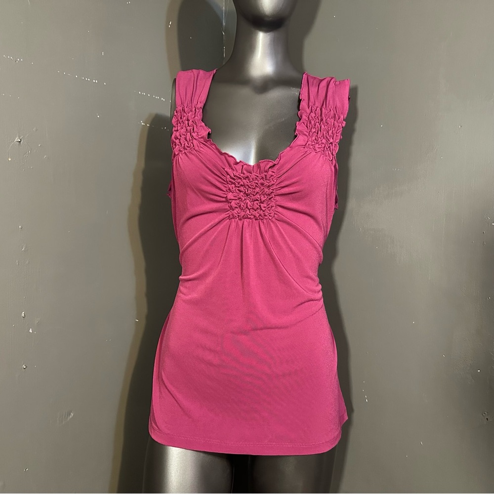 Apostrophe Pink Smocked Sleeveless Tank Top